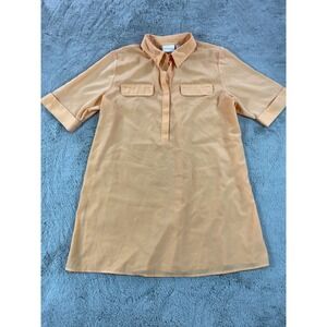 Chicos Women Dress Size L Short Sleeve Collared‎ Shirt Dress Career Casual Peach